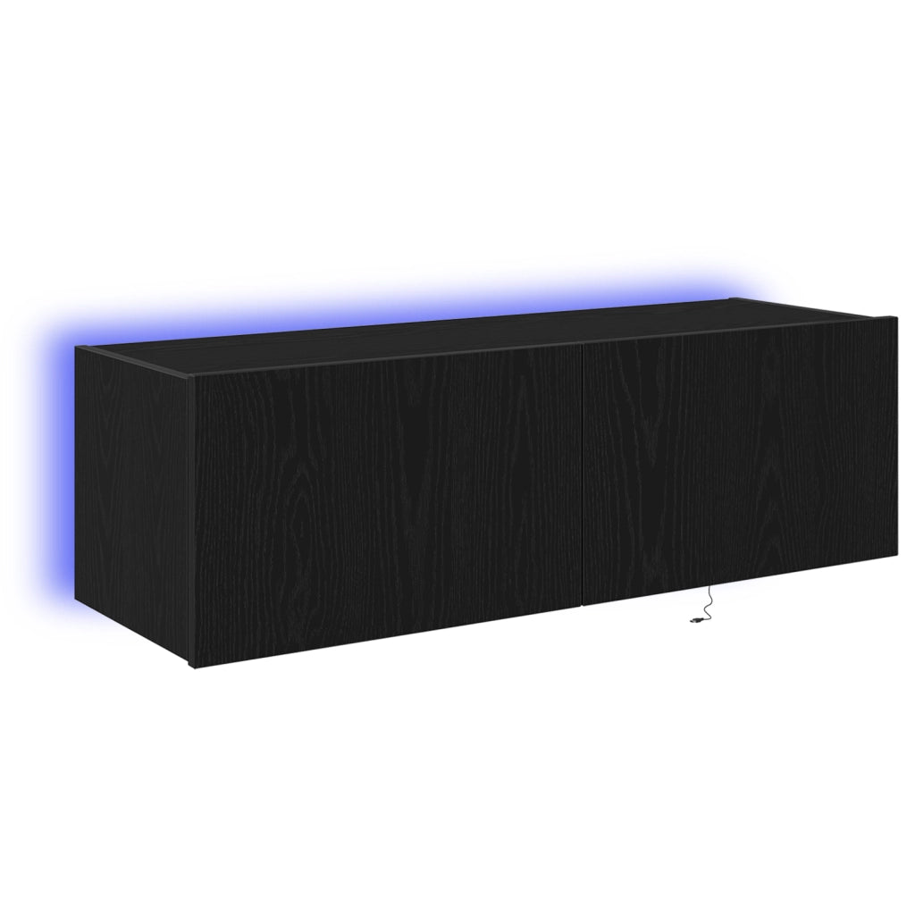 Mobile TV  con luci LED Nero Rovere 100x35x31 cm