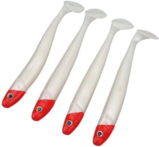 Tessuto artificiale a 4 pezzi - Tessuto morbido - Tessuto in silicone - Tessuto per pesca - Movimento perfetto - Adatto per fiumi - Tessuto per acqua dolce
