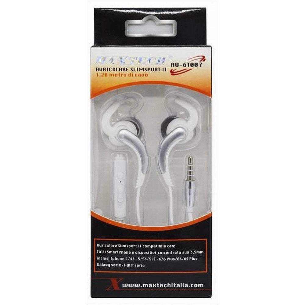 Trade Shop - Auricolari Con Cavo 1.2mt Cuffie Aux3.5mm Orecchio Microfono Smartphone Au-6t007 -