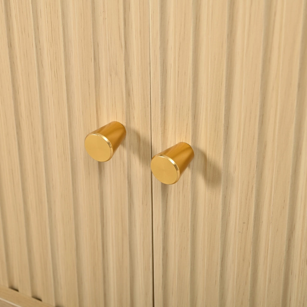Mobile porta TV con 2 ante scorrevoli e 4 vani, stile retrò, per soggiorno, in MDF, naturale, 180 × 35 × 45 cm