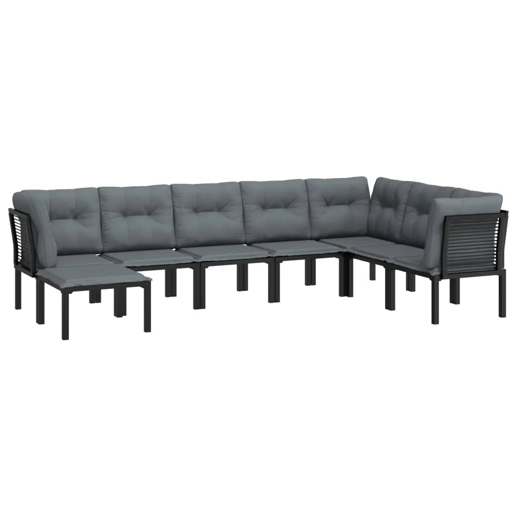 Set Salotto da Giardino 8 pz | Set di Mobili da Esterno Nero e Grigio in Polyrattan