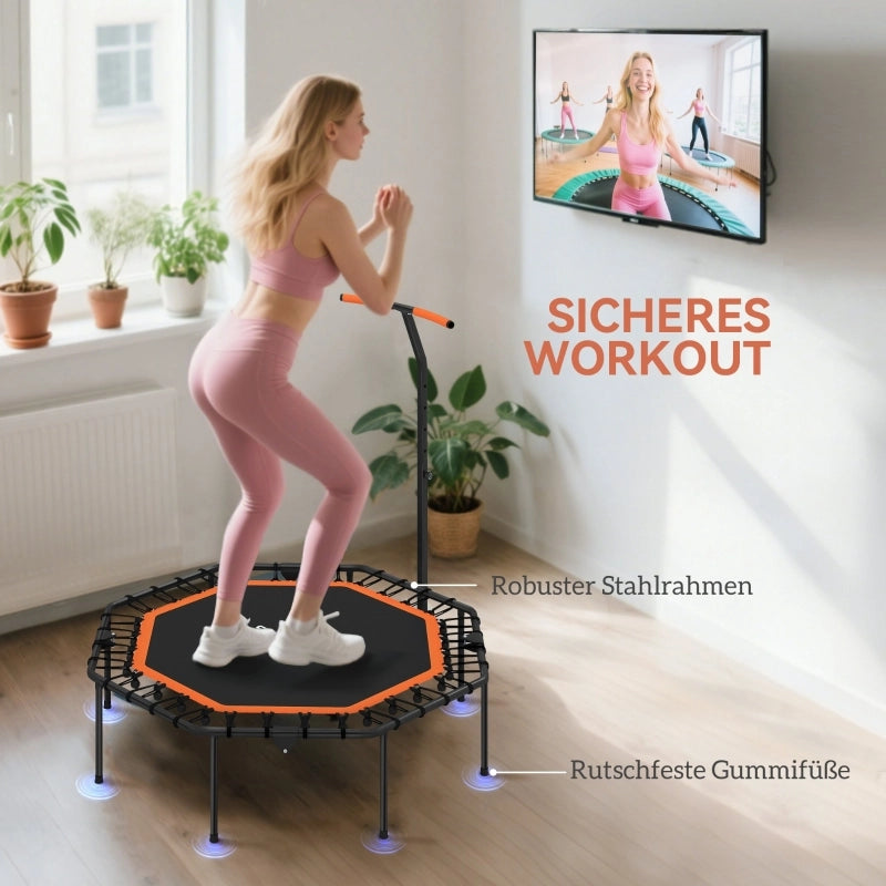 TRAMPOLINO FITNESS Pieghevole con maniglia regolabile 128x120 cm Nero