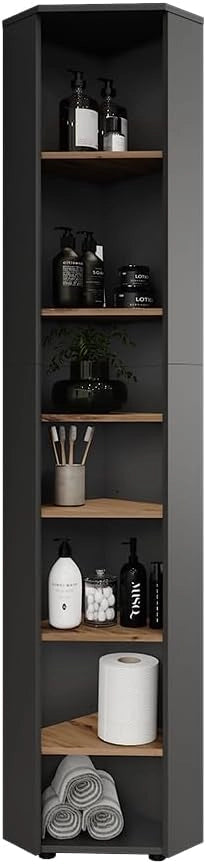 Mobile alto ad angolo Irma, Antracite/Artisan, 33 x 192 cm 7 scomparti