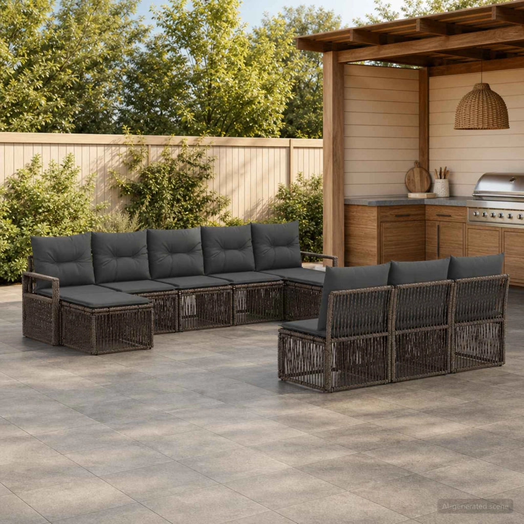 Set Divano da Giardino 10 pz Grigio polyrattan 3435833