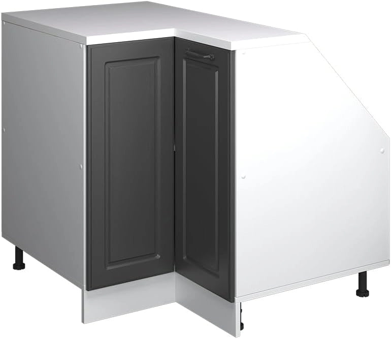 Mobile sottotetto Mobile angolare Rion, Antracite casa di campagna, 75.6 x 81.6 cm con 1 porta, carcassa dell’armadio profondità 60 cm, adatto per il salvaspazio sotto tetti spioventi