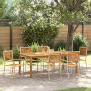 Set da Pranzo Giardino  7 Pezzi Beige Polyrattan Acacia