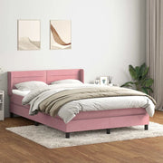 vidaXL Giroletto a Molle con Materasso Rosa 160x220 cm in Velluto