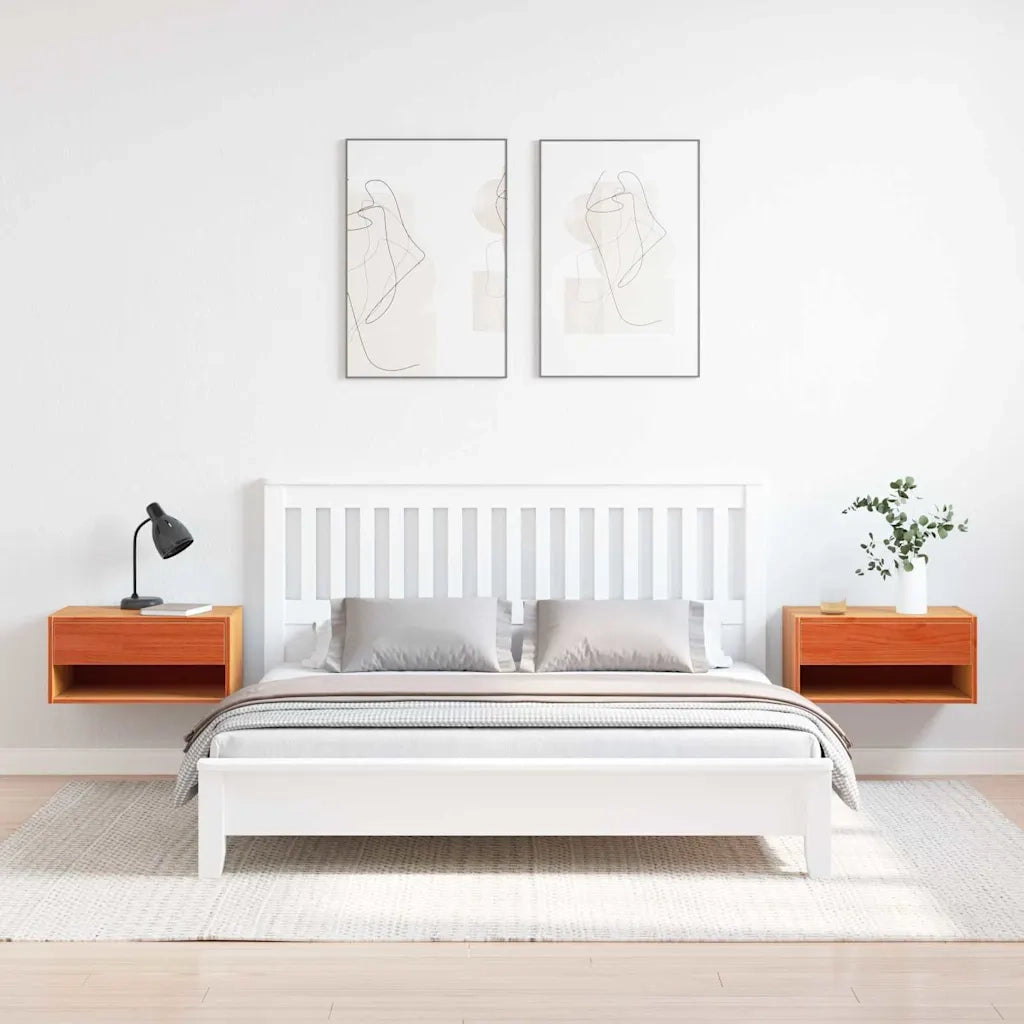 vidaXL Comodino con cassetto 2 pcs Cera marrone 50 x 32.5 x 24 cm
