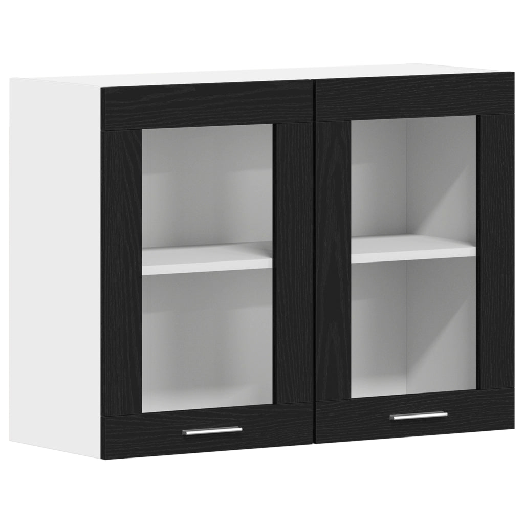 Armadio a muro in vetro nero in rovere 80x31x60 cm realizzato in legno ingegnerizzato