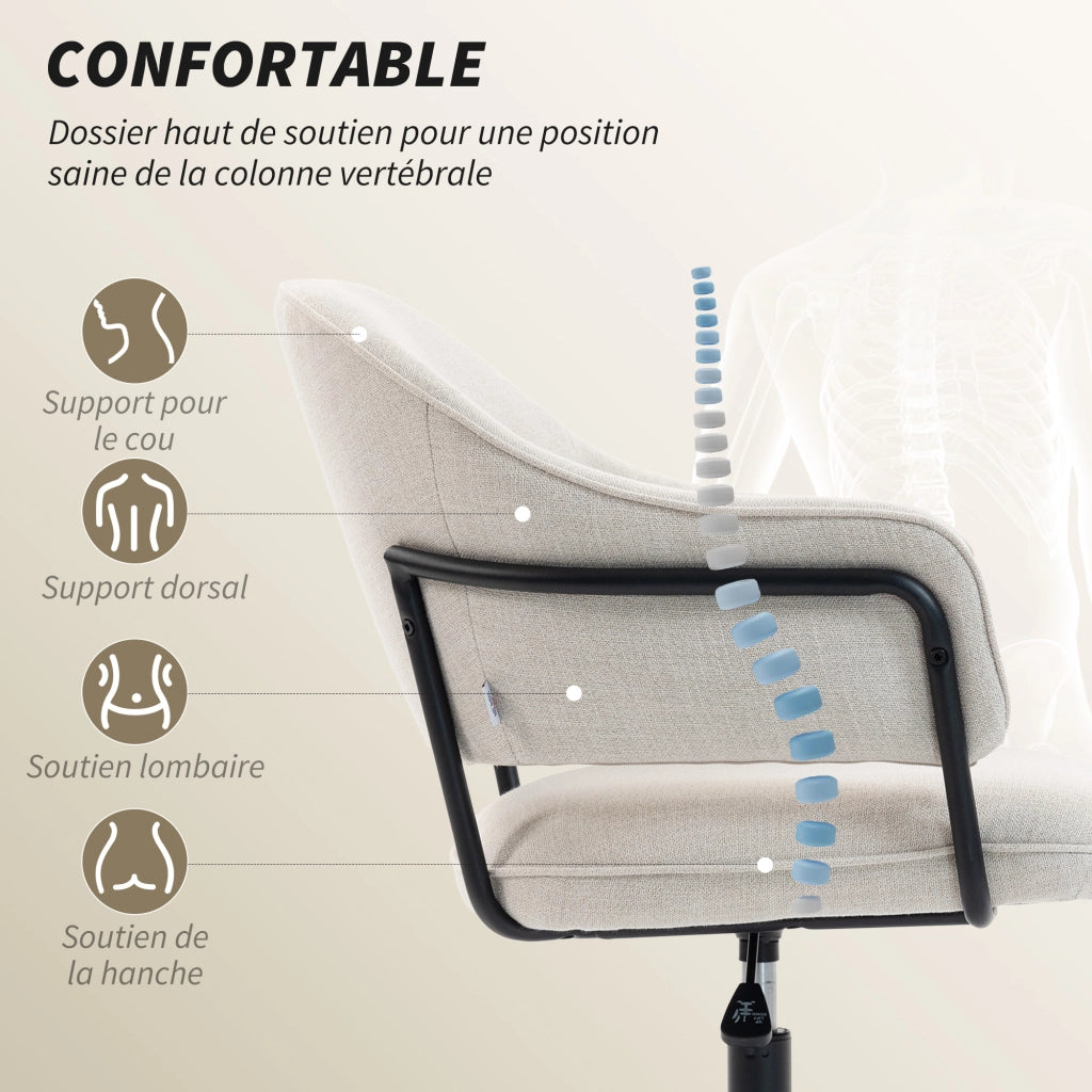 Sedia da ufficio ergonomica ¨C zephmum ¨C 63x65x83-92 cm, crema