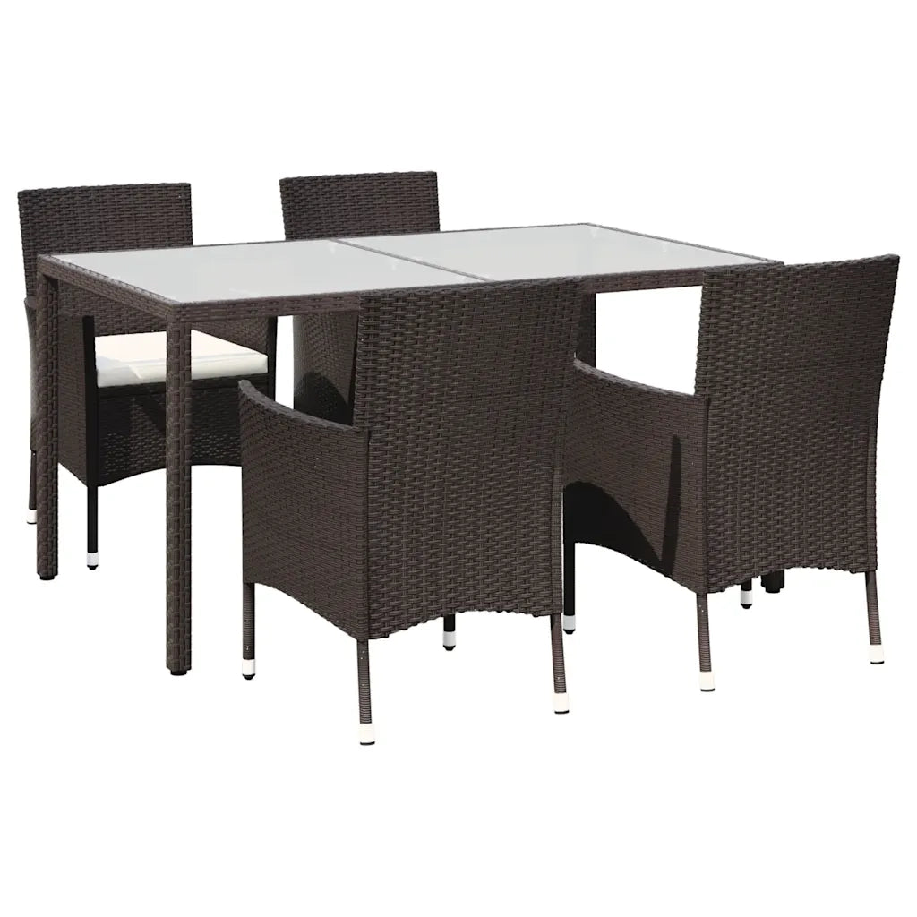 Set Mobili da Giardino 5 pz con Cuscini in Polyrattan Marrone cod mxl 38529