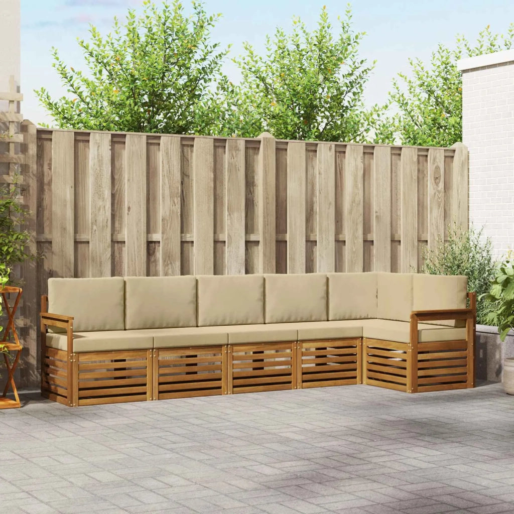 Set divano sezionale con cuscino 6 pcs Naturale e Beige 3374878