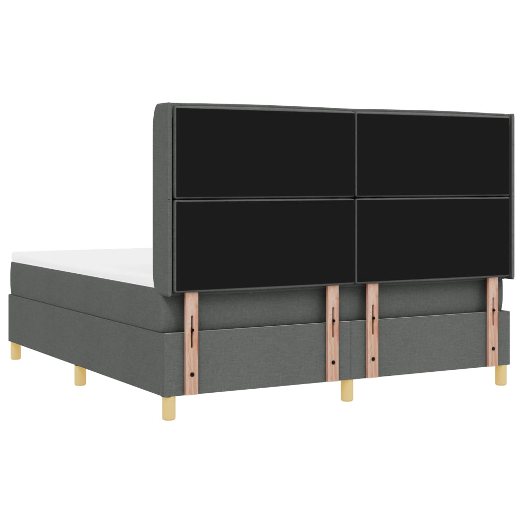 Letto Box Spring con Materasso Grigio Scuro 180x200 cm Tessuto