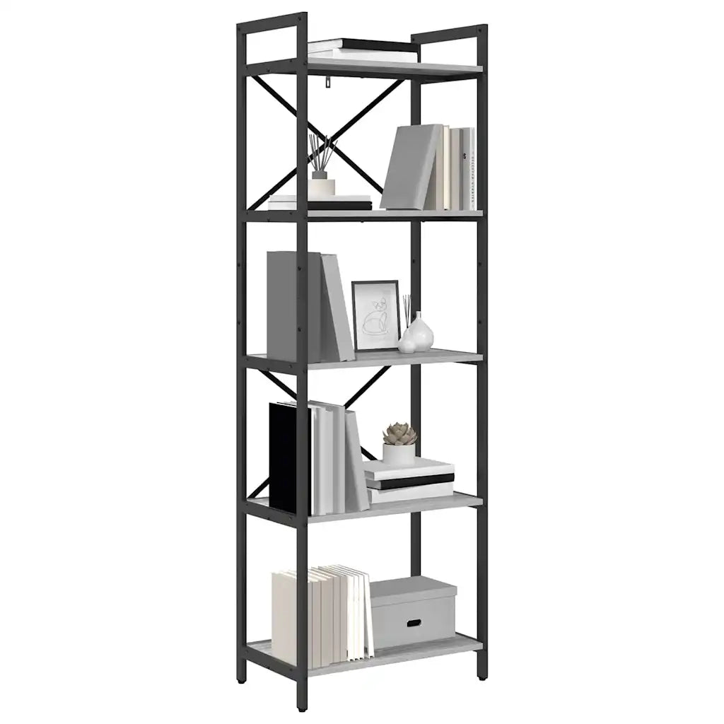 Libreria-Scaffale per Libri-Mobile di Stoccaggio Grigio Sonoma 56 x 34 x 171 cm Legno multistrato