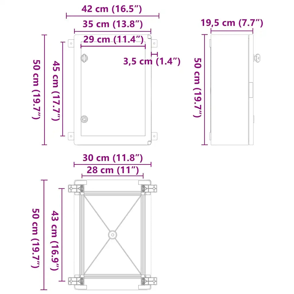 Armadio di Controllo Grigio 42 x 19,5 x 50 cm Plastica ABS 4106513