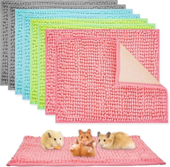 Kit di copertura per gabbie 8 pezzi per cavi, 30*50 cm, guanciale riciclabile per cavi, adatto per piccoli animali, conigli (grigio, verde, rosa, blu)