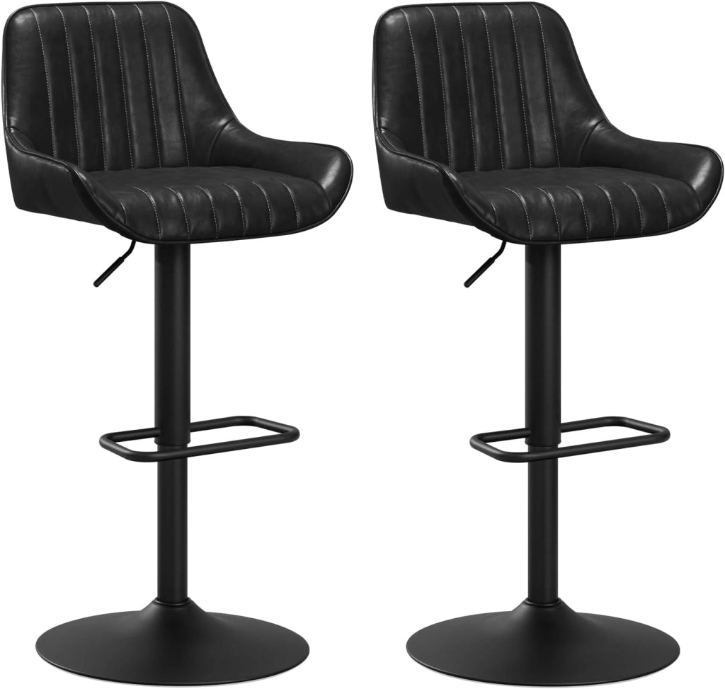 Sgabelli Cucina Set di 2 con Schienale e Braccioli, Sedie da Bar Girevoli, Altezza Regolabile, in Velluto di Latte, per Cucina, Bar, Ristorante, Grigio Scuro
