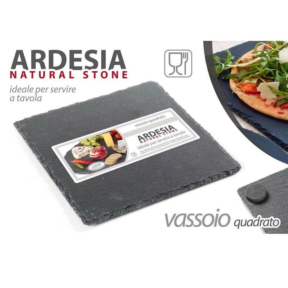 Trade Shop - Vassoio Ardesia Natural Stone Piatto Quadrato 20x20cm Portata Tavola 752247 -