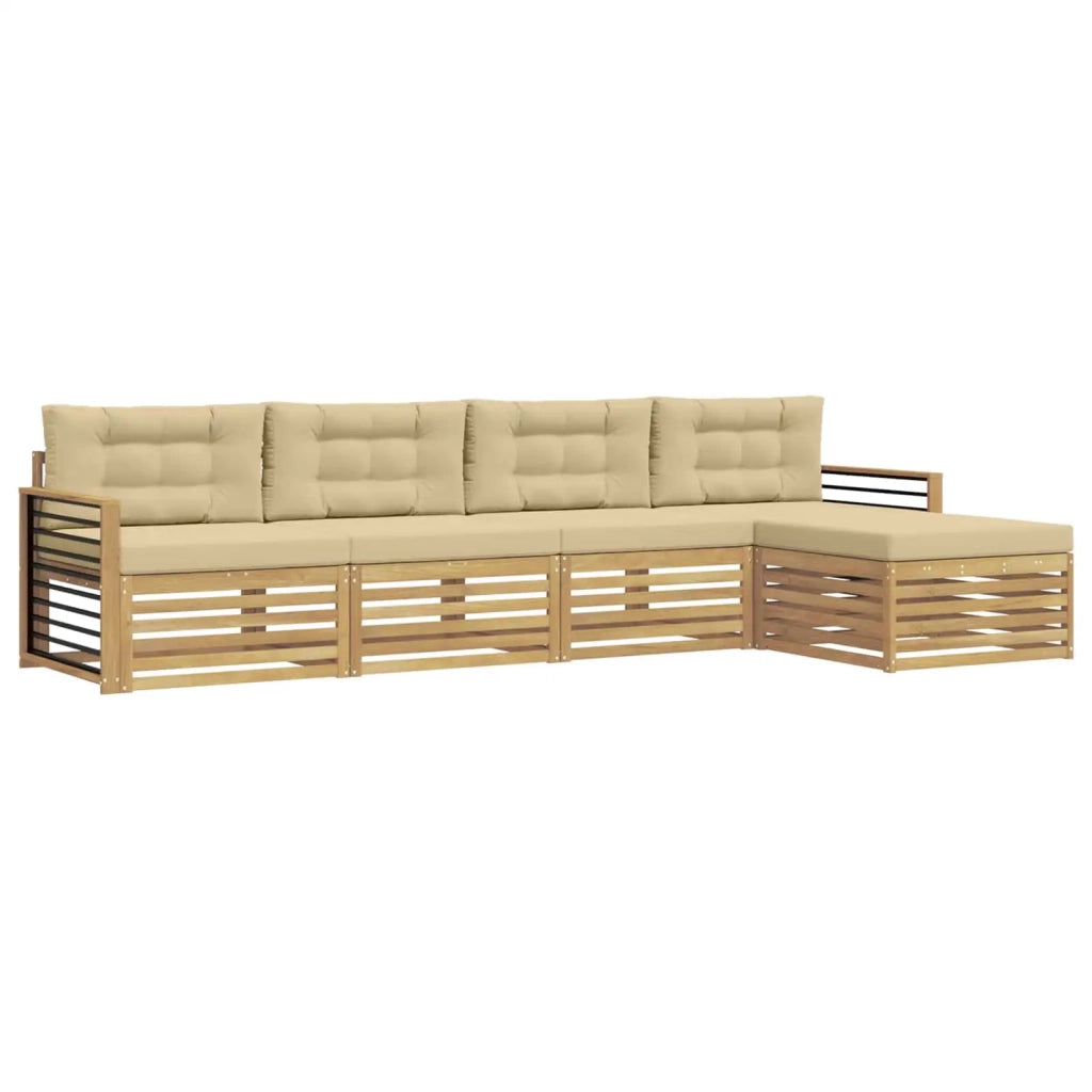 Set di divani da esterno 5 pz Bianco e Beige Poliestere 3390338