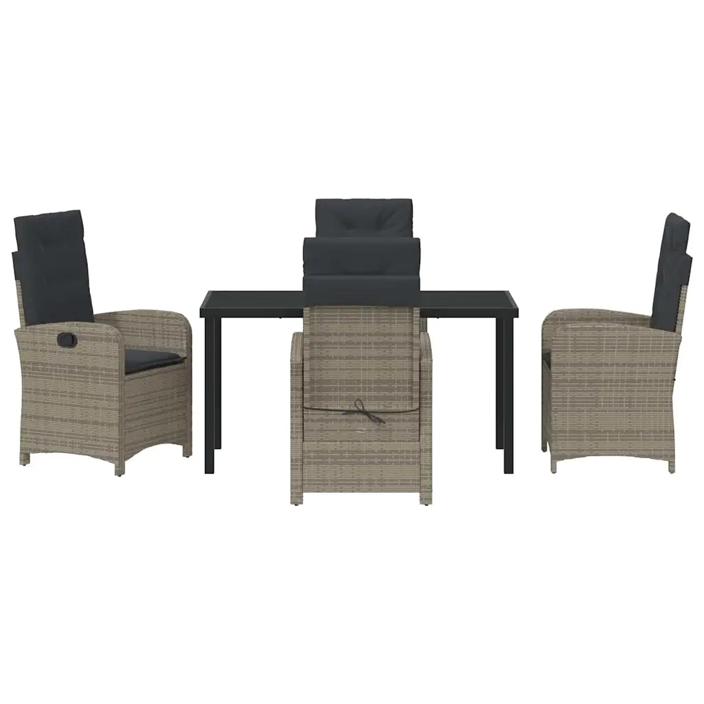 Set da Pranzo per Giardino con cuscino 5 pcs Grigio polyrattan 3380276