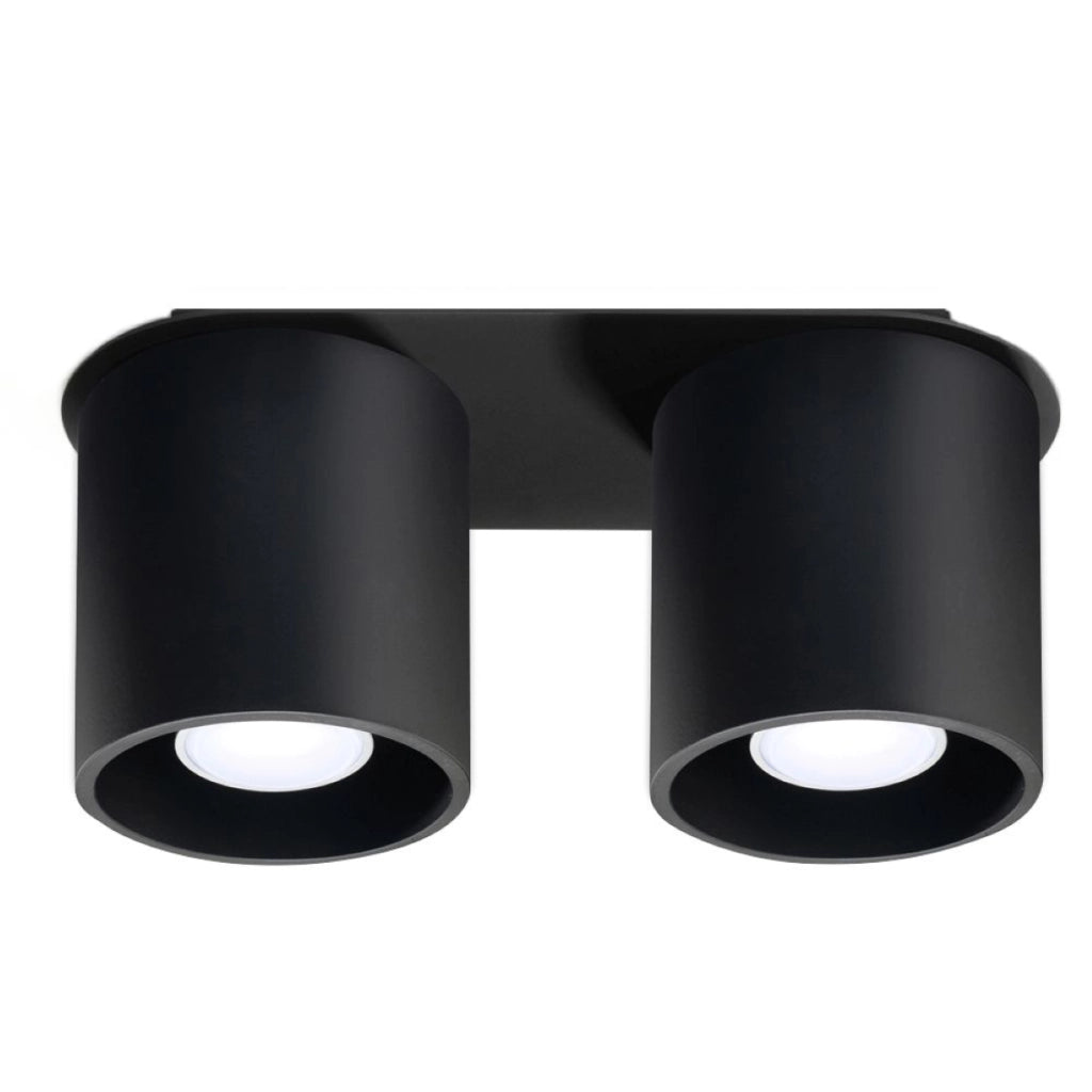 Lampada da parete e soffitto moderna ORBIS Deep Space in alluminio nero cilindrico 2x10W LED