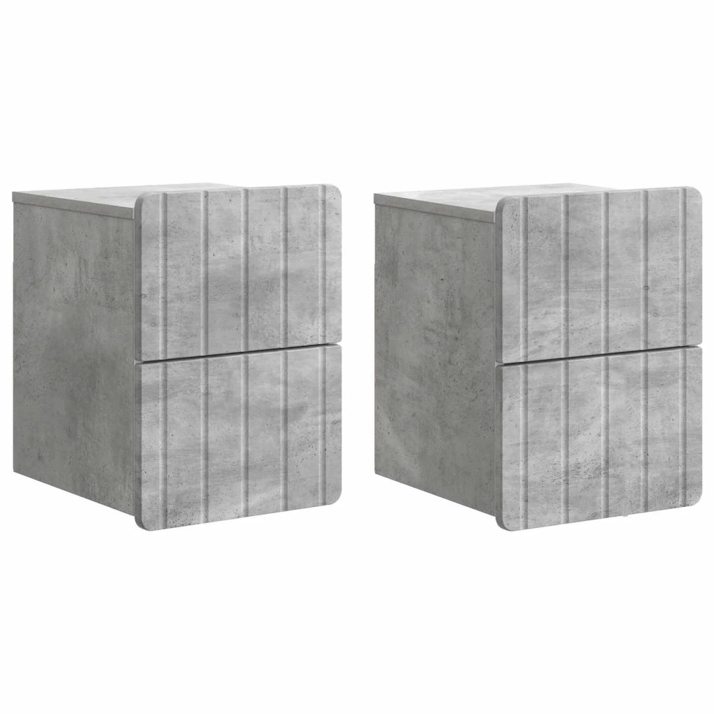 Mobiletto da notte a muro con cassetto 2 pcs Grigio Cemento 898302