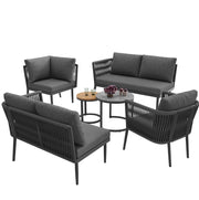 Set salotto da giardino modulare; schienale ergonomico; metallo e olefina grigio