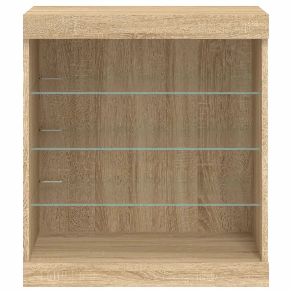 Credenza con Luci LED-Buffet-Armadio da cucina Rovere Sonoma 60,5x37x67 cm