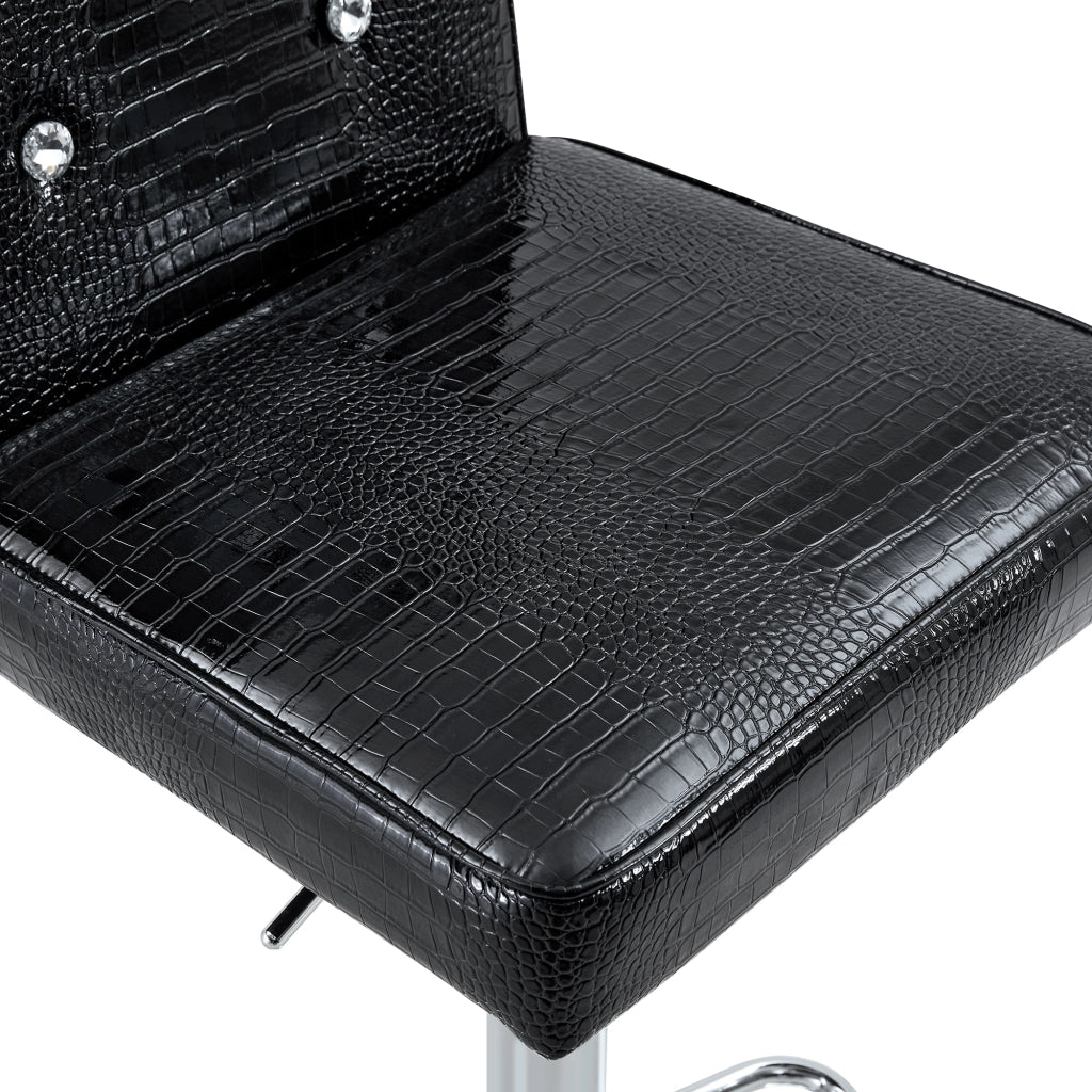 Sedia da bar con schienale, dettagli cristallo e seduta imbottita, per cucina, in PVC, Nero