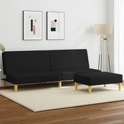Divano Letto a 2 Posti con Poggiapiedi-Sofa Letto 2 Posti-Daybed Nero in Tessuto 246203
