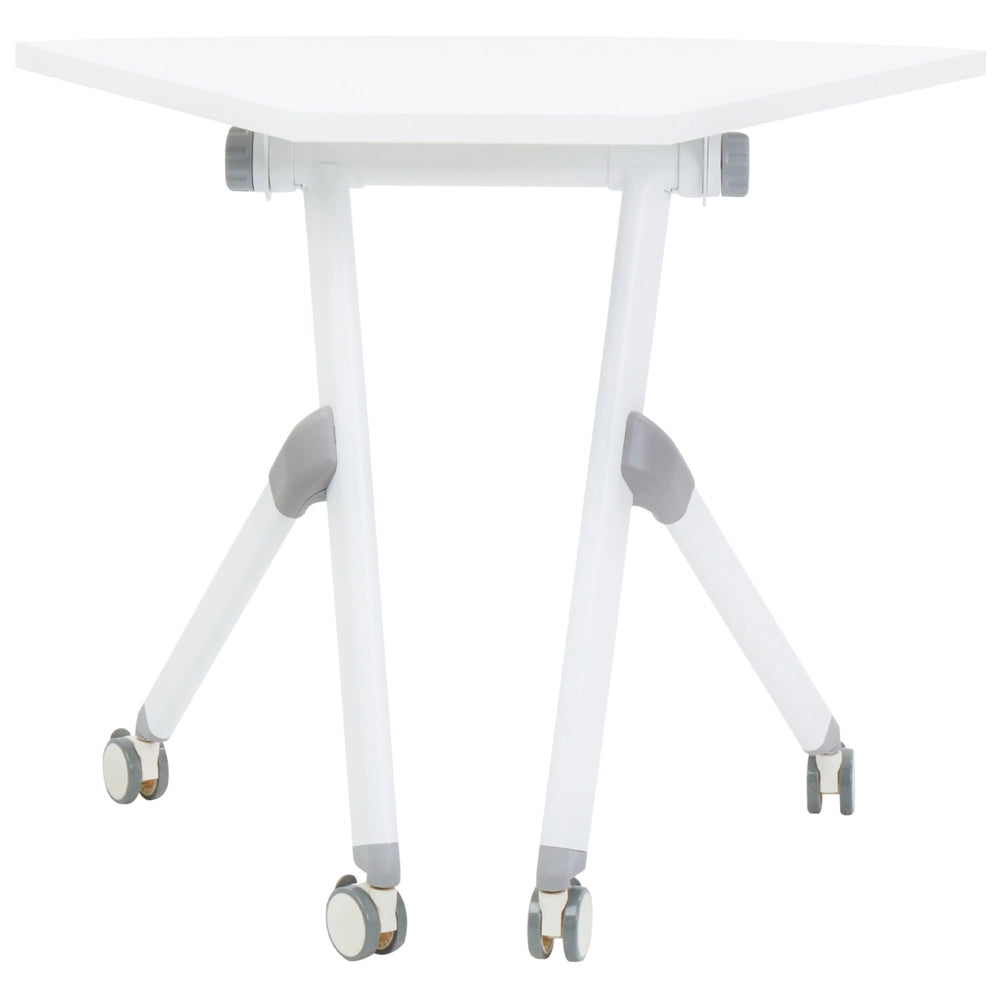 Scrivania pieghevole per ufficio Telaio metallico bianco MFC Piano d'appoggio 90 x 64 cm Tavolo mobile portatile pieghevole con rotelle Design moderno