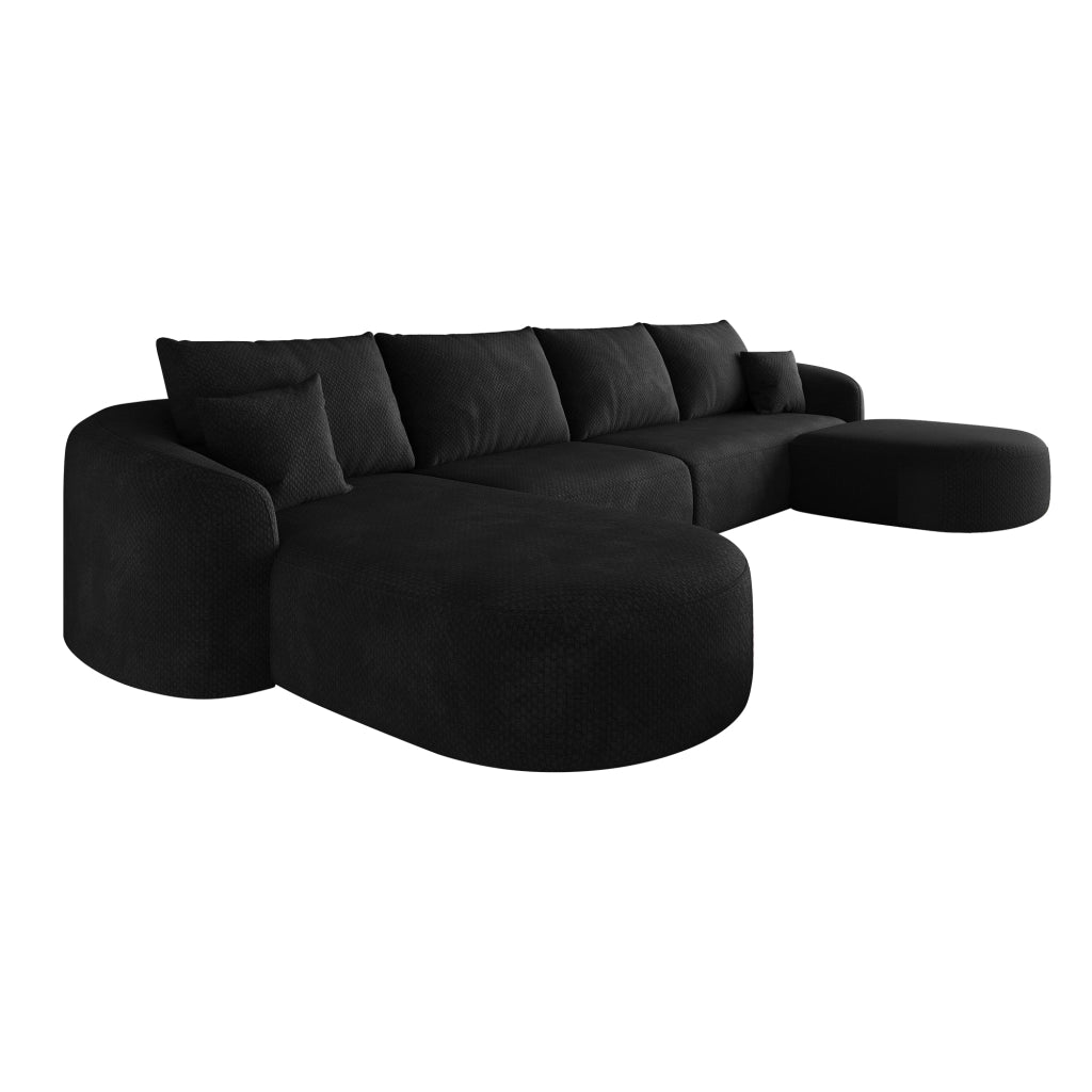 Divano angolare modulare a U senza montaggio in tessuto nero 336 × 168 × 85 cm