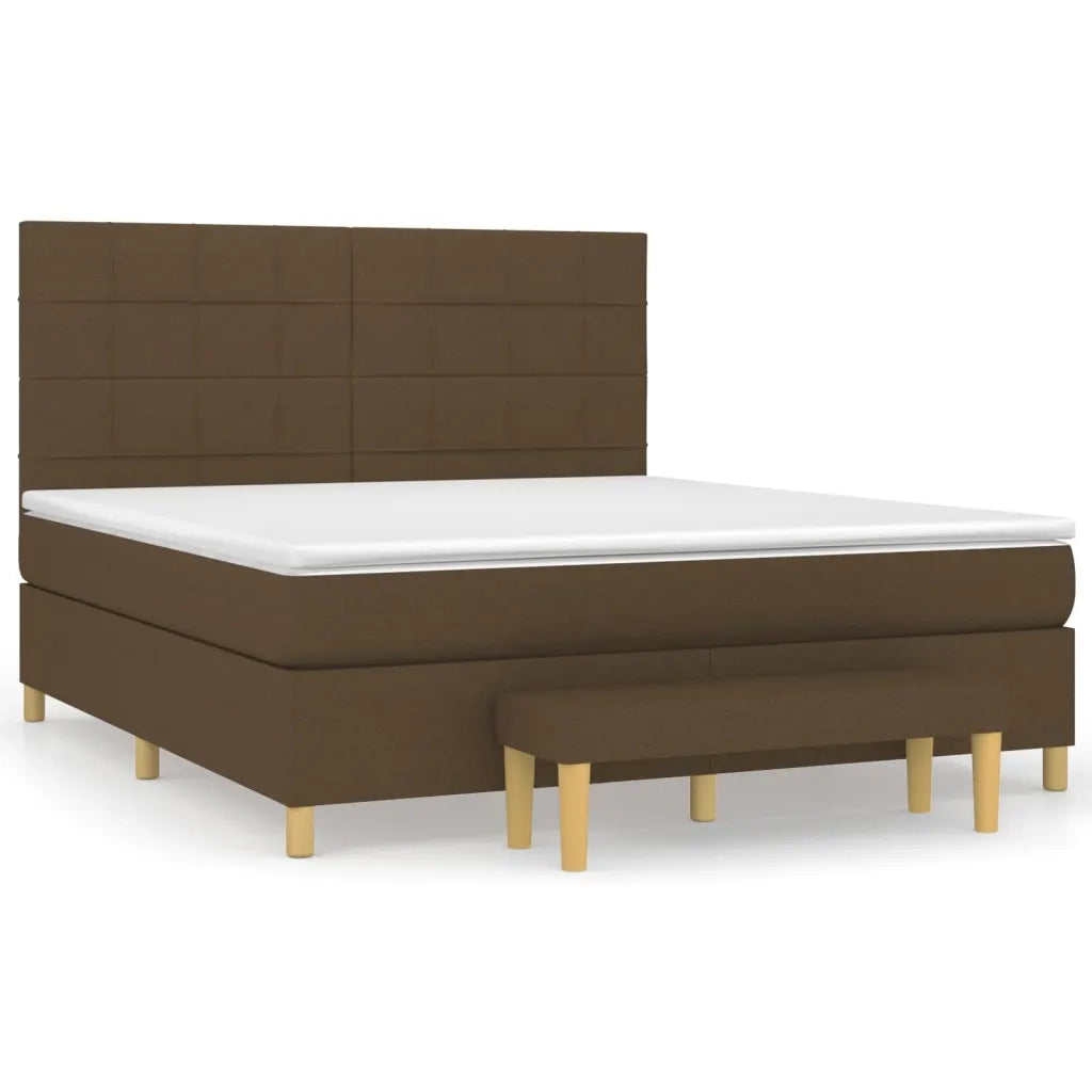 Giroletto a Molle con Materasso Marrone Scuro 160x200cm Tessuto 3137168
