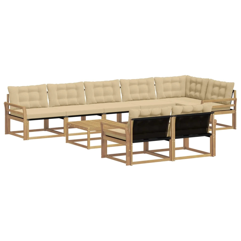 Set di divani da esterno 9 pcs Bianco e Beige 79 x 79 x 37 cm