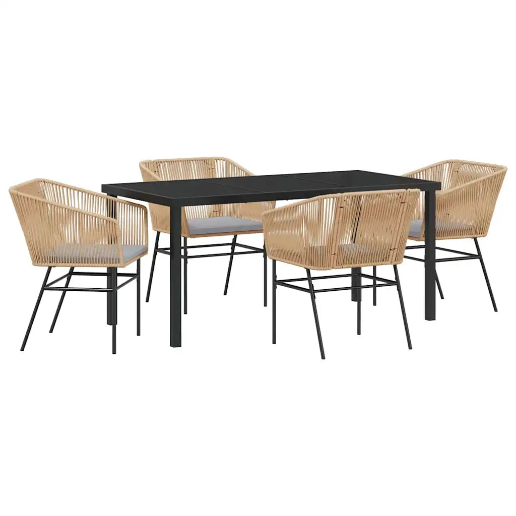 Set da Pranzo per Giardino con cuscino 5 pcs Marrone 3380928