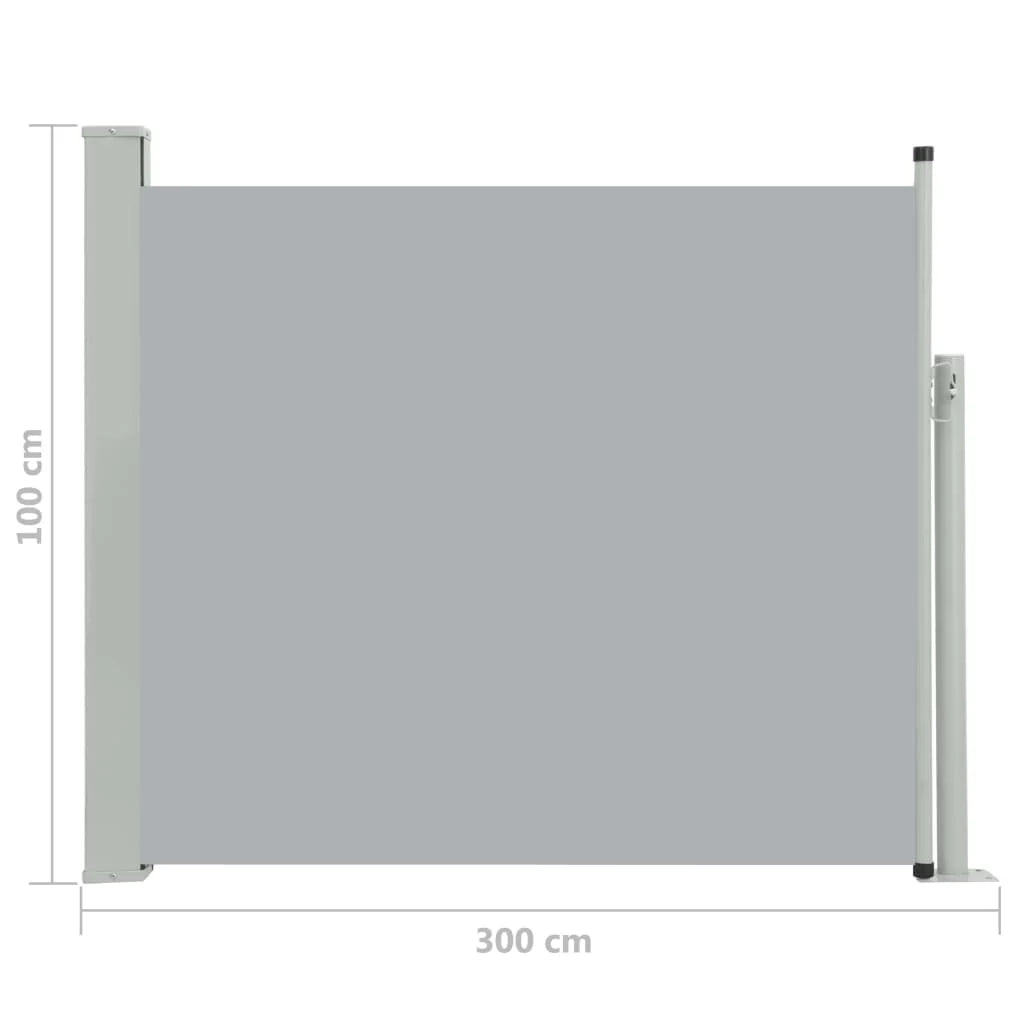 Tenda da sole laterale retrattile/schermo privacy per patio giardino terrazza balcone 100 x 300 cm grigio 02_0007183