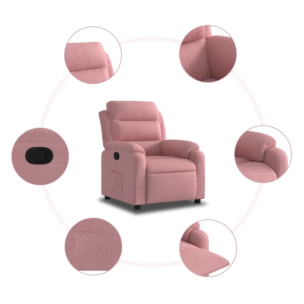 Poltrona Reclinabile Rosa in Velluto 373504