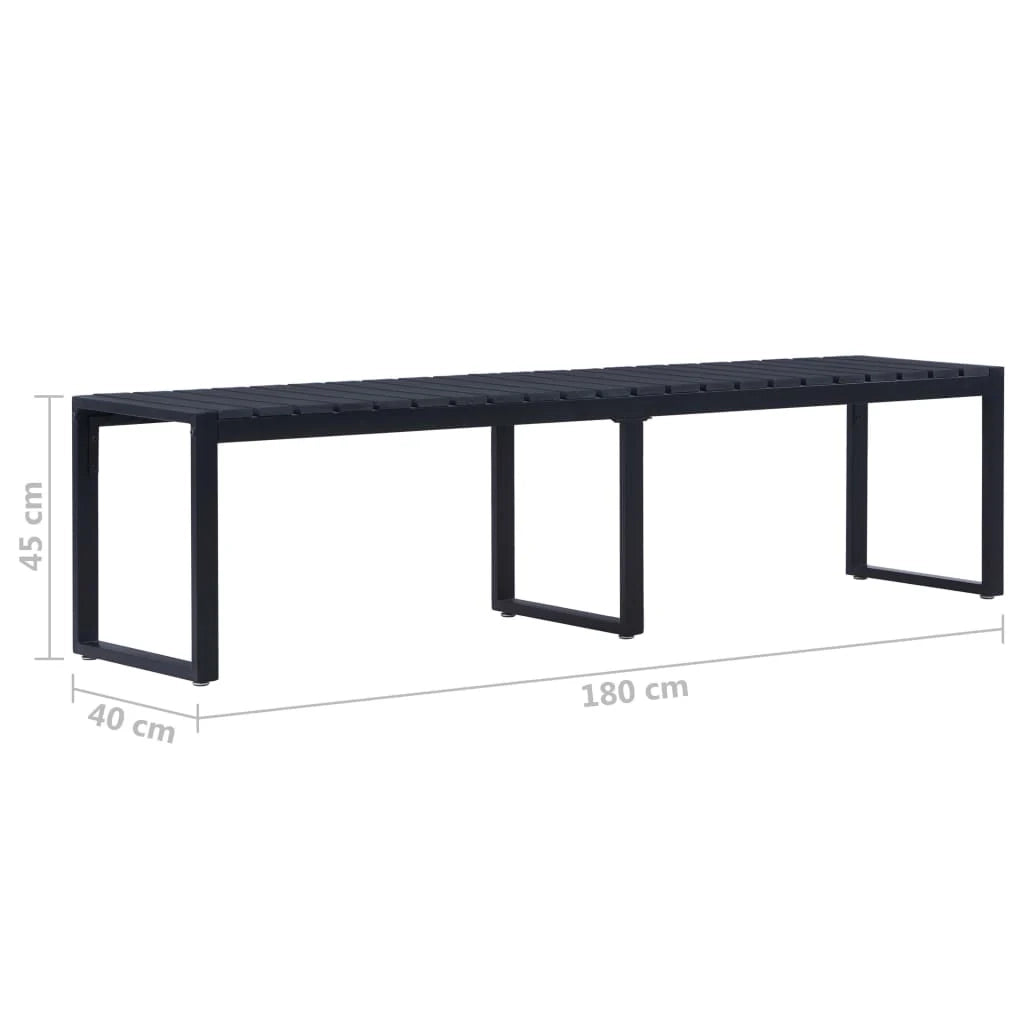 Panca da giardino mobili da esterno per patio terrazza 180 cm pannello PS nero 02_0011276