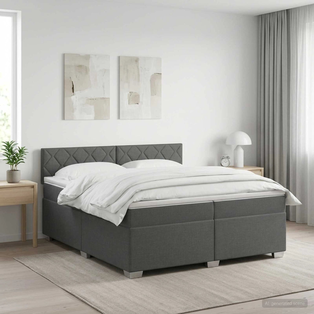 Letto box spring con materasso Grigio Scuro 200 x 200 cm 3450566