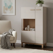Mobile Espositore Mezzago, Vetrina 2 Ripiani, 77x35x127.5h cm Beige