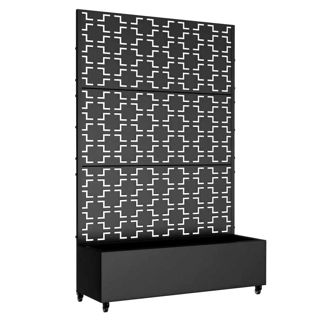 Fioriera con Spalliera Aaskis a Rotelle in Acciaio 190 x 120 x 38 cm - Nero casa.pro