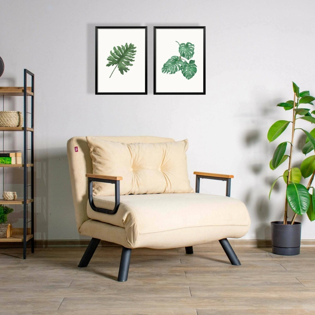 Poltroncina Keoni, Poltrona Reclinabile, 60x78x78h cm Bianco Crema