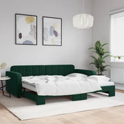 Divano Letto con Letto Estraibile Verde Scuro 90x200cm Velluto