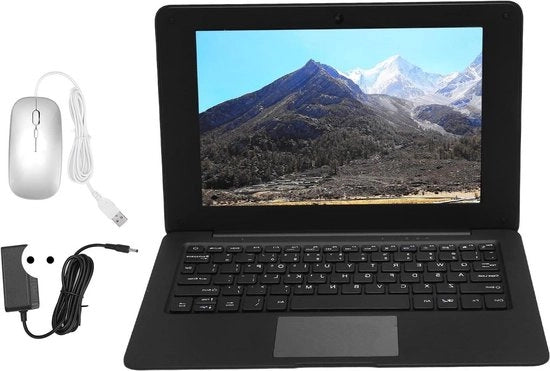 Computer Portatile 10.1 Pollici Display LCD Processore Dual Core 2.4GHz 64GB ROM Adatto per Ufficio Viaggio Casa Presa di Corrente EU 3G+64G
