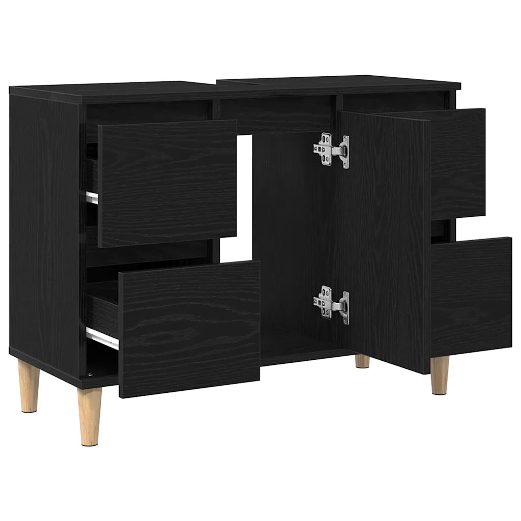 Armadio per Lavabo da Bagno Rovere Nero 80 x 33 x 60 cm 862813