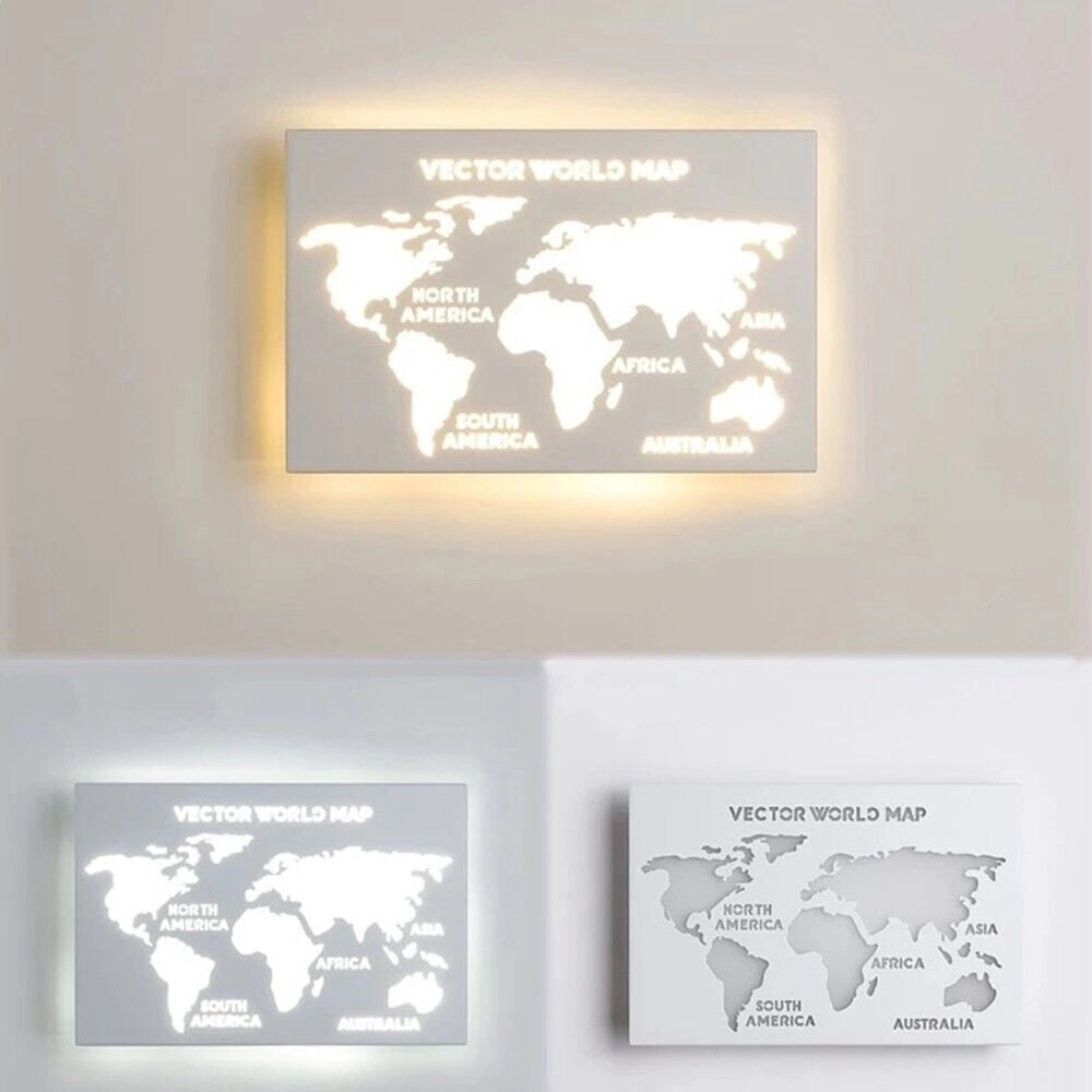 Applique lampada a led per parete muro illuminazione planisfero cambia 3 luci