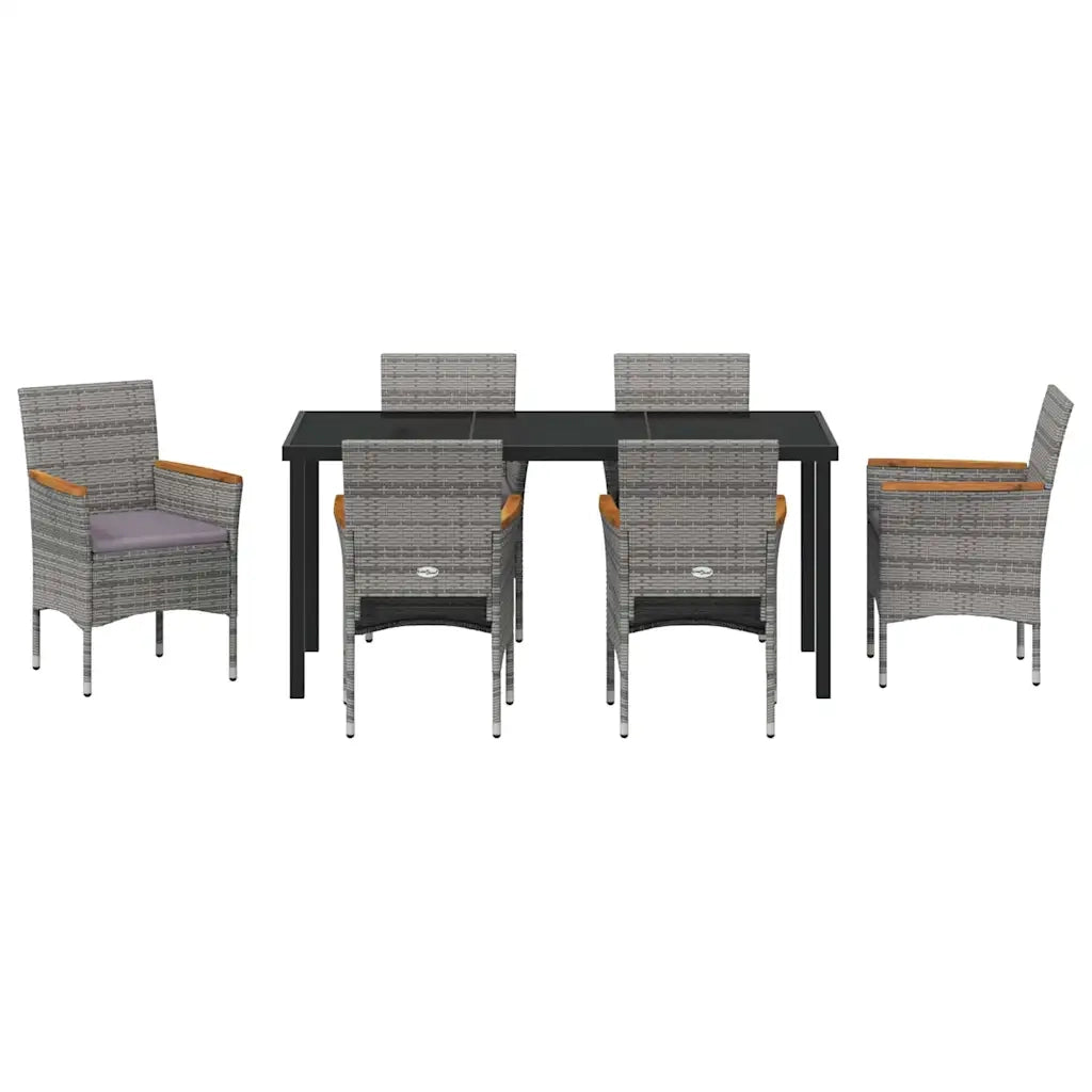 Set da Pranzo per Giardino con cuscino 7 pcs Grigio polyrattan 3379762