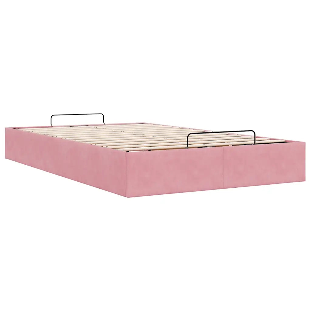 Struttura Letto Pouf Senza Materasso Rosa 120x200 cm Velluto 3310960