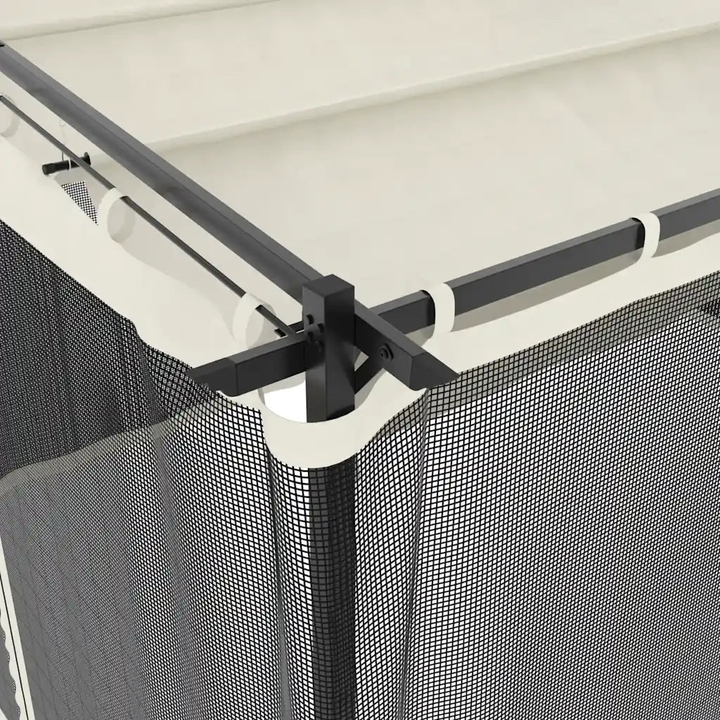 Gazebo | Pergolato con Pareti in Rete Crema 4x3 m in Acciaio