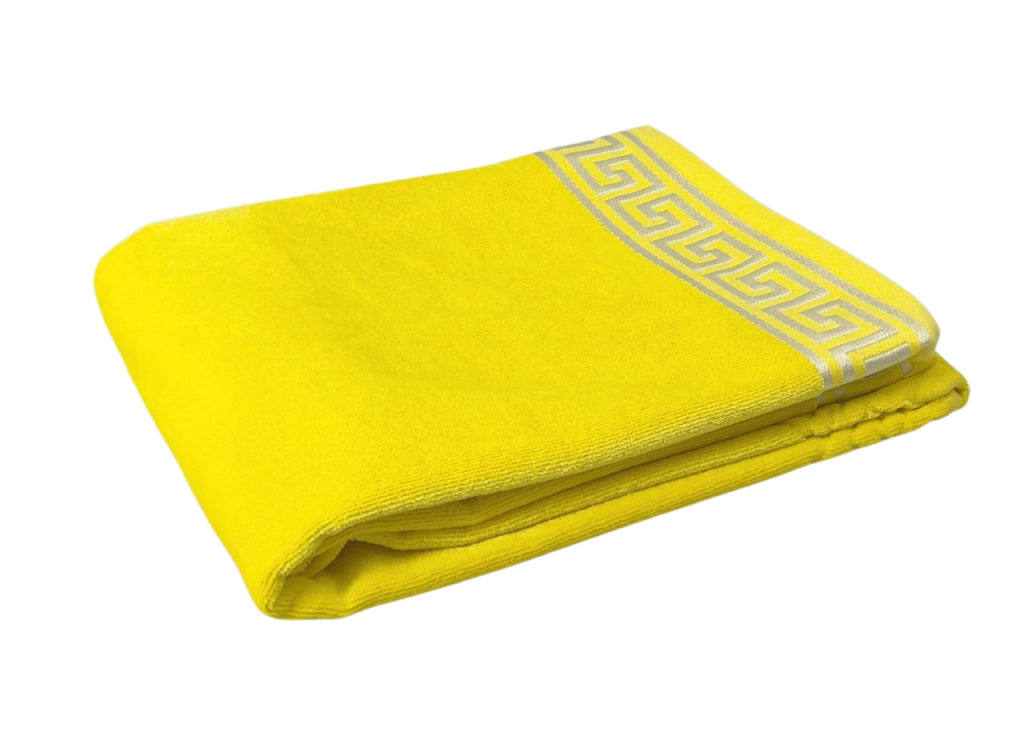 Telo Mare Jacquard Spugna Asciugamano Spiaggia Disegno Cameo Fluo - Telo Mare - Giallo